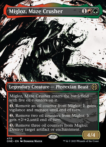 Migloz, Maze Crusher (Borderless Ichor Step-and-Compleat Foil) [Phyrexia: All Will Be One] 