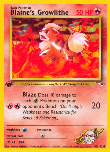 Blaine's Growlithe (62/132) [Gym Heroes 1st Edition] 