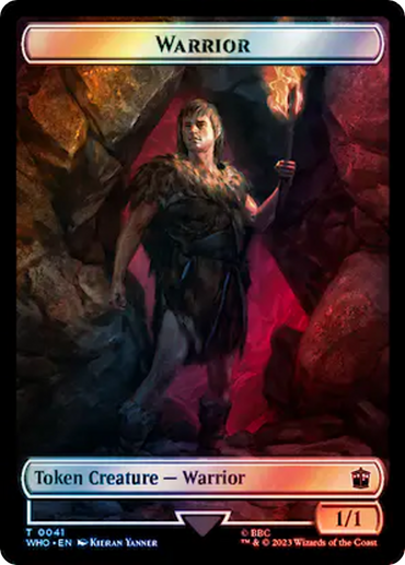 Warrior // Dinosaur Double-Sided Token (Surge Foil) [Doctor Who Tokens] 