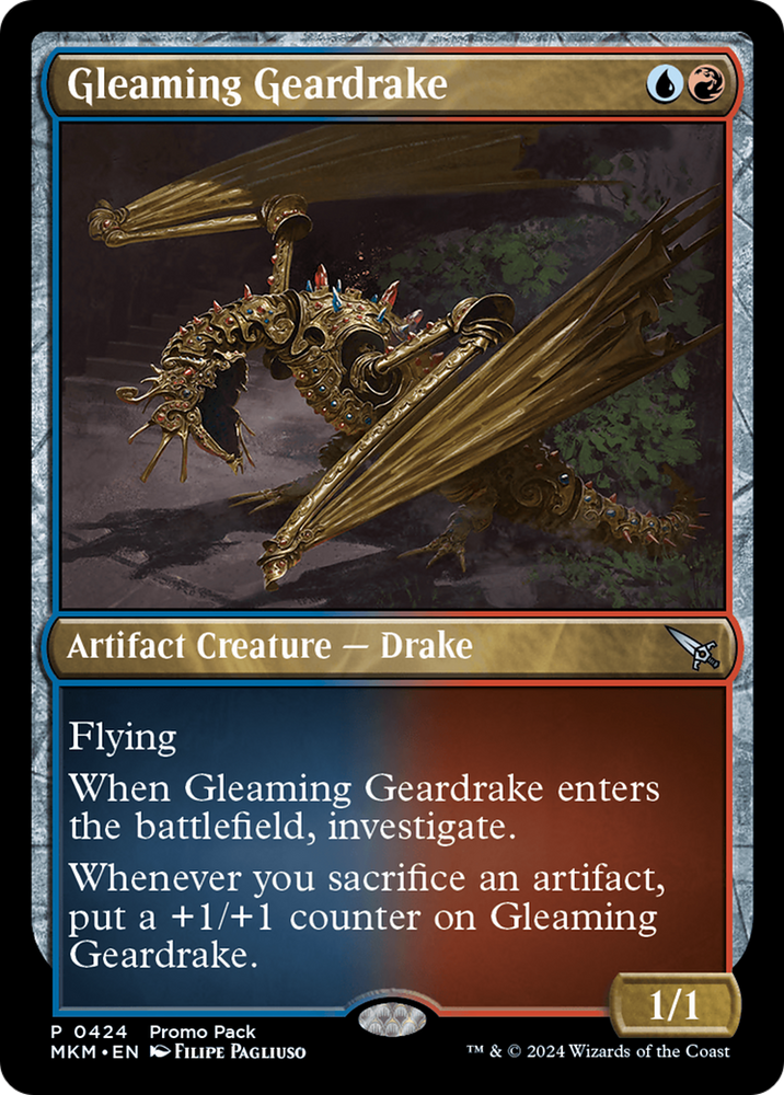 Gleaming Geardrake (Promo Pack) [Murders at Karlov Manor Promos] 