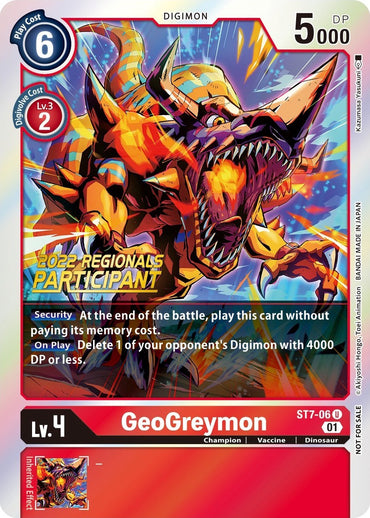 GeoGreymon [ST7-06] (2022 Championship Offline Regional) (Online Participant) [Starter Deck: Gallantmon Promos] 