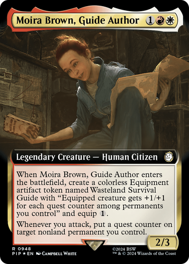 Moira Brown, Guide Author (Extended Art) (Surge Foil) [Fallout] 