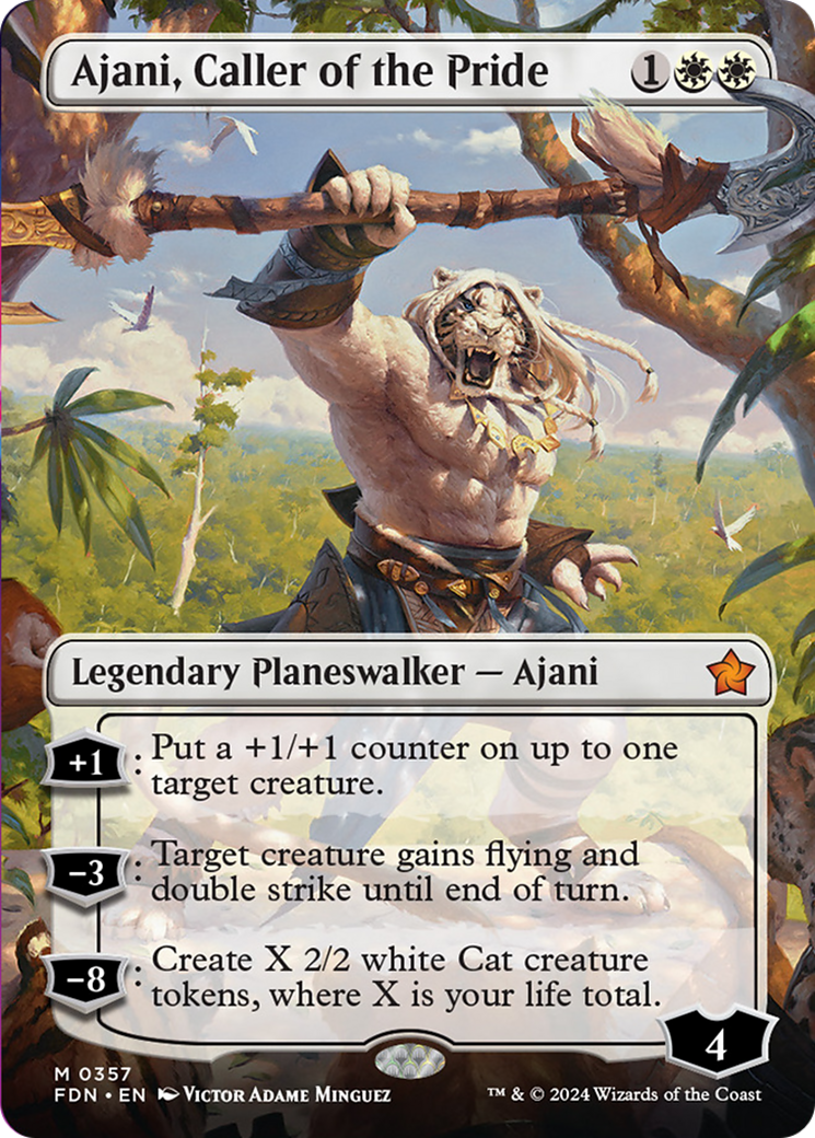 Ajani, Caller of the Pride (Borderless) [Foundations] 