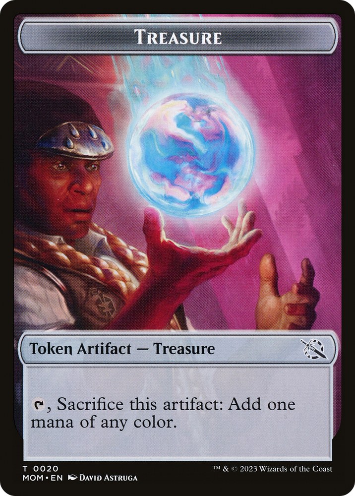 Treasure (20) // Teferi Akosa of Zhalfir Emblem Double-Sided Token [March of the Machine Tokens] 