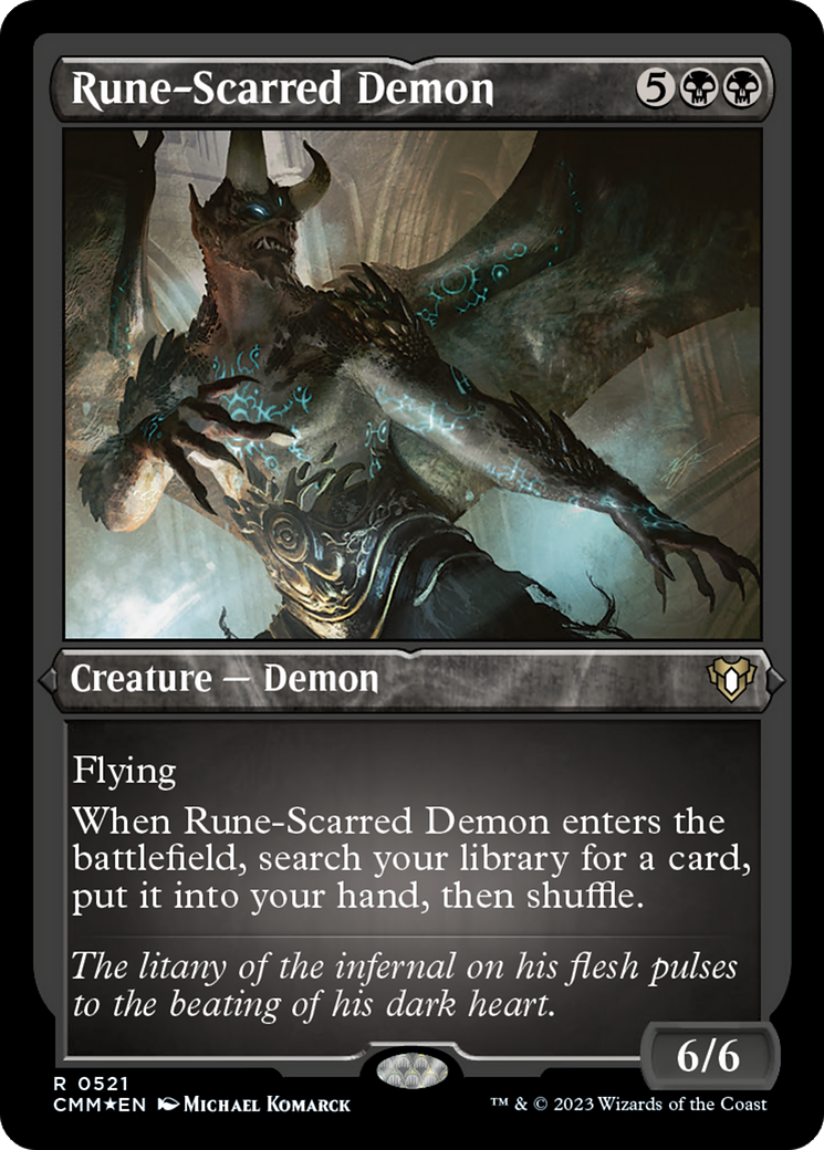 Rune-Scarred Demon (Foil Etched) [Commander Masters] 