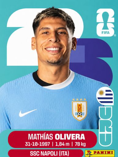 #URU007 | Panini | Fifa World Cup Stickers | 2026 | Mathías OLIVERA | Uruguay