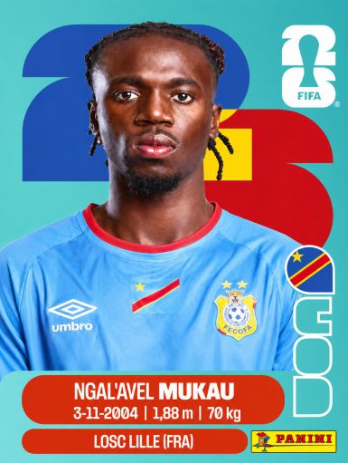 #COD009 | Panini | Fifa World Cup Stickers | 2026 | Ngala'ayel MUKAU | Rep. Congo