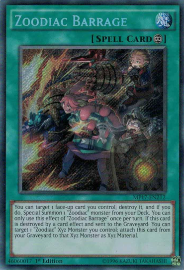 Zoodiac Barrage [MP17-EN212] Secret Rare 