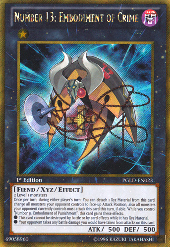 Number 13: Embodiment of Crime [PGLD-EN023] Gold Secret Rare 