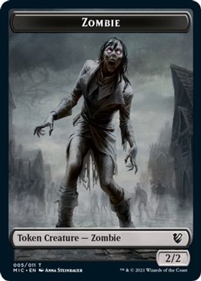 Zombie // Zombie Double-Sided Token (005 MIC/005 MID) [Innistrad: Midnight Hunt Commander Tokens] 