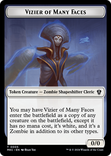 Vizier of Many Faces // Zombie Double-Sided Token [Murders at Karlov Manor Commander Tokens] 