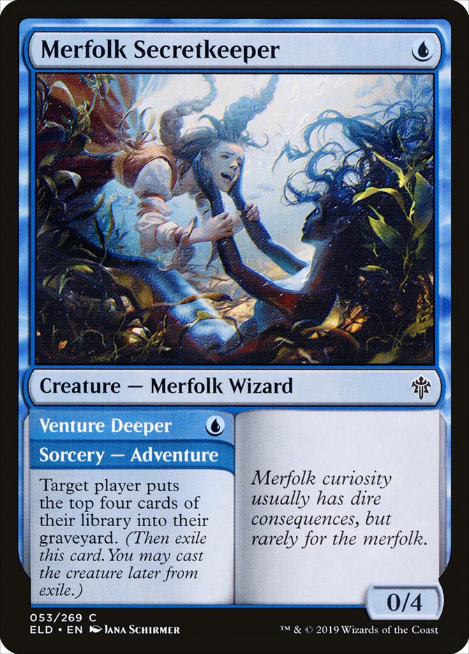 Merfolk Secretkeeper // Venture Deeper [Throne of Eldraine] 