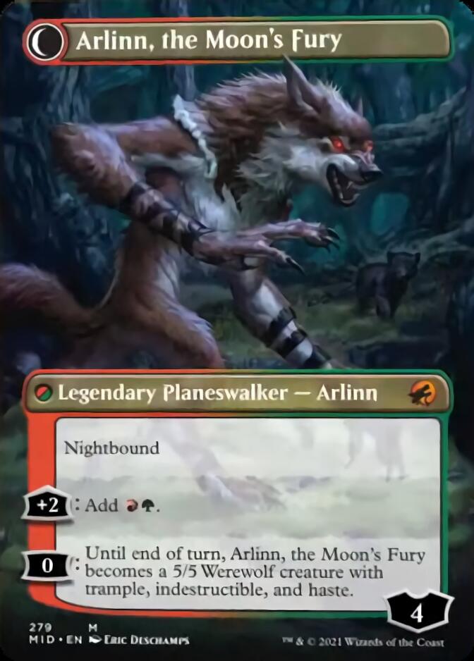 Arlinn, the Pack's Hope // Arlinn, the Moon's Fury (Borderless) [Innistrad: Midnight Hunt] 