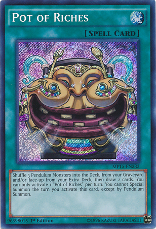 Pot of Riches [MP15-EN233] Secret Rare 