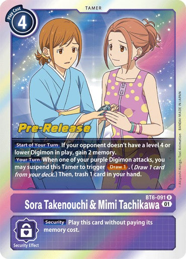Sora Takenouchi &amp; Mimi Tachikawa [BT6-091] [Double Diamond Pre-Release Cards] 