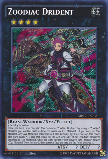 Zoodiac Drident [MP17-EN208] Secret Rare 