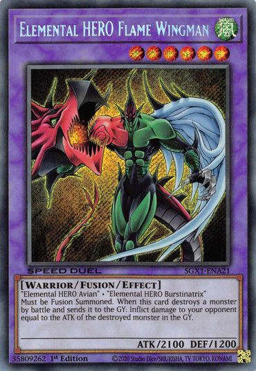 Elemental HERO Flame Wingman [SGX1-ENA21] Secret Rare 