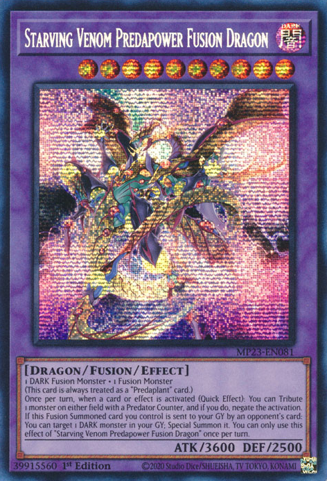 Starving Venom Predapower Fusion Dragon [MP23-EN081] Prismatic Secret Rare 