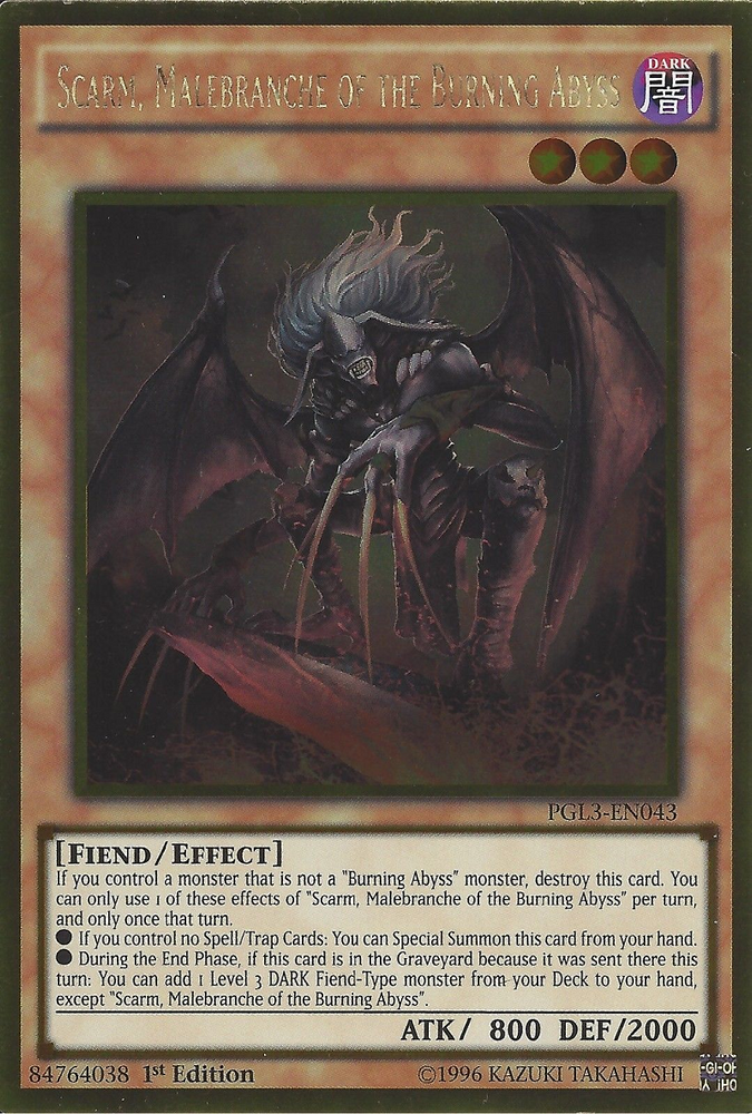 Scarm, Malebranche of the Burning Abyss [PGL3-EN043] Gold Rare 