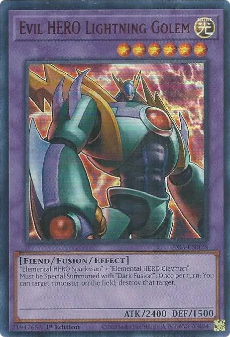 Evil HERO Lightning Golem (Red) [LDS3-EN028] Ultra Rare 