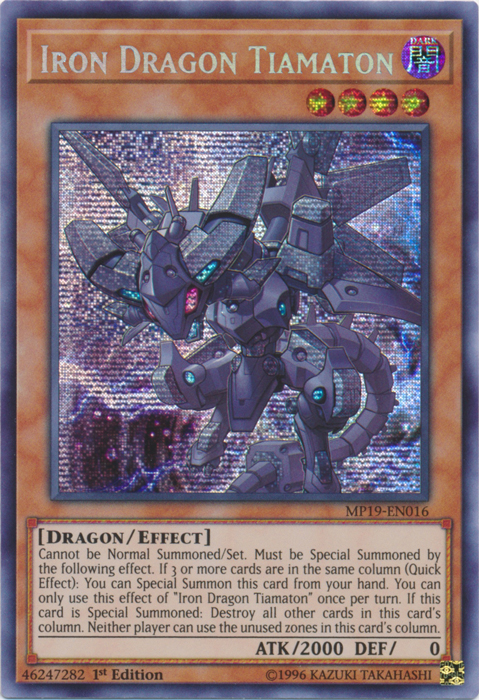Iron Dragon Tiamaton [MP19-EN016] Prismatic Secret Rare 