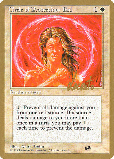 Circle of Protection: Red (Michael Loconto) (SB) (4ED) [Pro Tour Collector Set] 