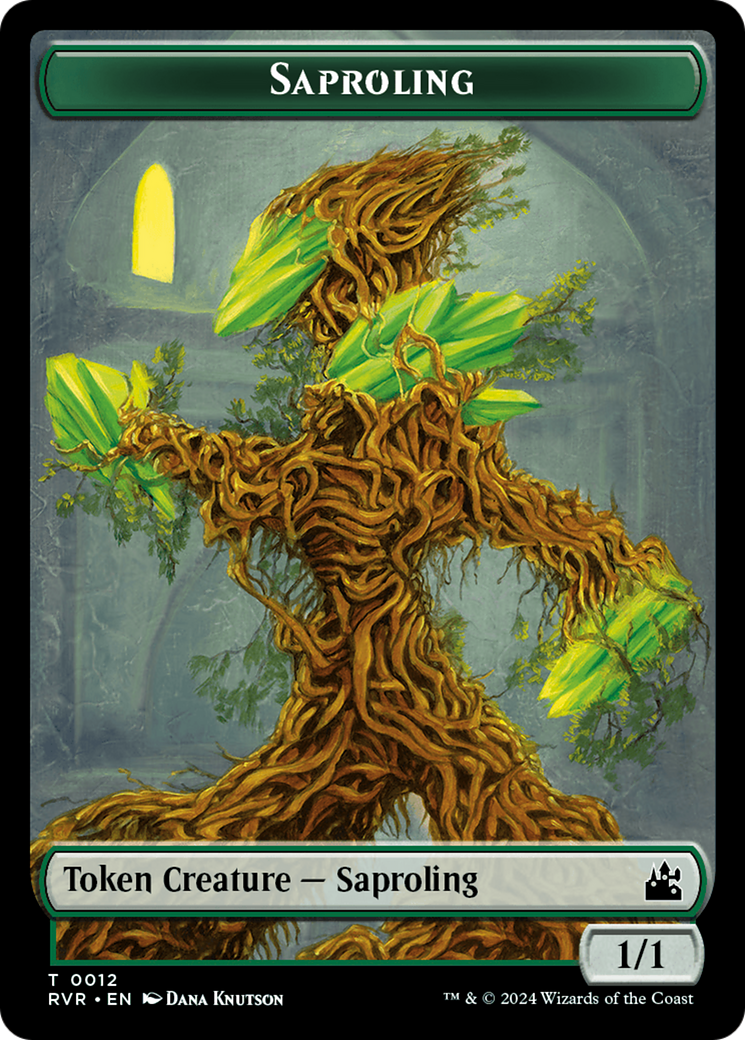 Saproling // Dragon Double-Sided Token [Ravnica Remastered Tokens] 