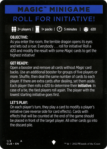 Roll for Initiative! (Magic Minigame) [Commander Legends: Battle for Baldur's Gate Minigame] 