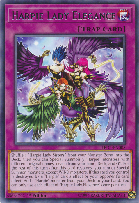 Harpie Lady Elegance [LED4-EN005] Rare 