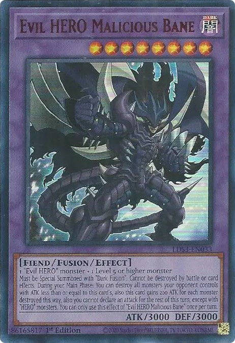 Evil HERO Malicious Bane (Red) [LDS3-EN033] Ultra Rare 