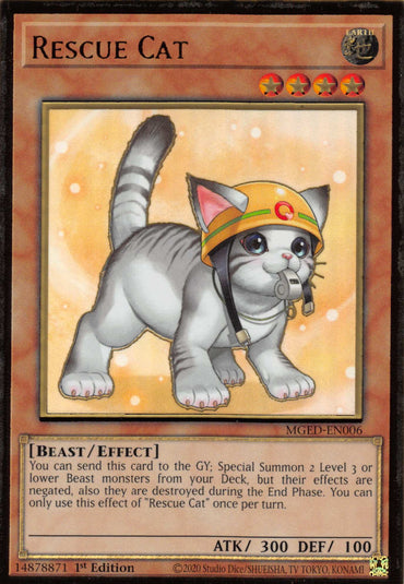 Rescue Cat (Alternate Art) [MGED-EN006] Gold Rare 