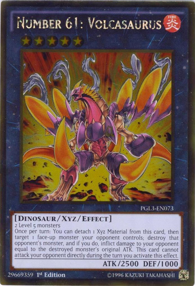 Number 61: Volcasaurus [PGL3-EN073] Gold Rare 