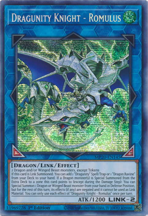 Dragunity Knight - Romulus [MP20-EN145] Prismatic Secret Rare 