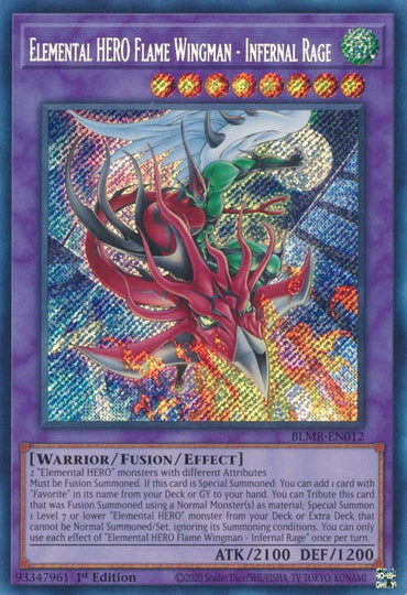 Elemental HERO Flame Wingman - Infernal Rage [BLMR-EN012] Secret Rare 