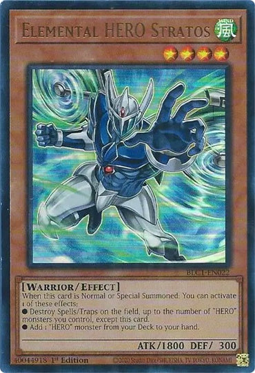 Elemental HERO Stratos (Alternate Art) [BLC1-EN022] Ultra Rare 