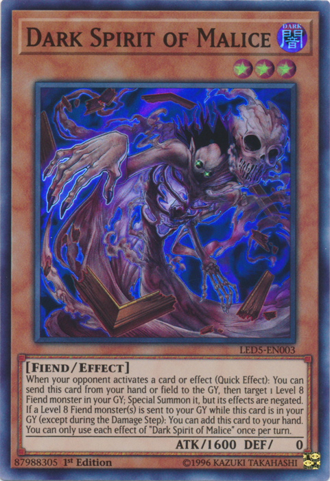 Dark Spirit of Malice [LED5-EN003] Super Rare 