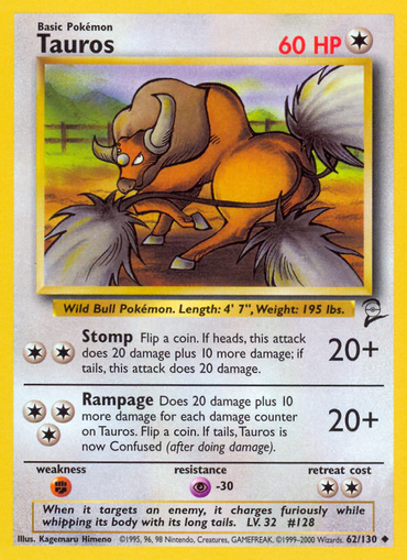 Tauros (62/130) [Base Set 2]