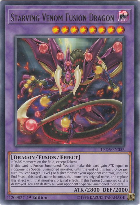 Starving Venom Fusion Dragon [LED5-EN052] Rare 