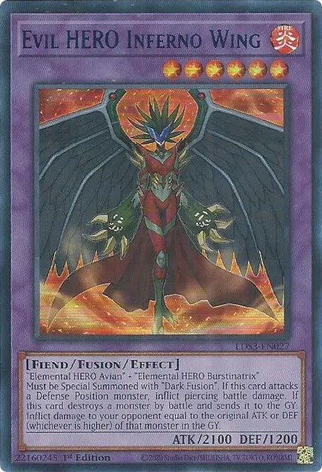 Evil HERO Inferno Wing (Blue) [LDS3-EN027] Ultra Rare 