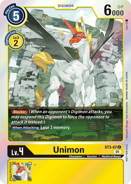 Unimon [ST3-07] (Official Tournament Pack Vol.4) [Starter Deck: Heaven's Yellow Promos] 