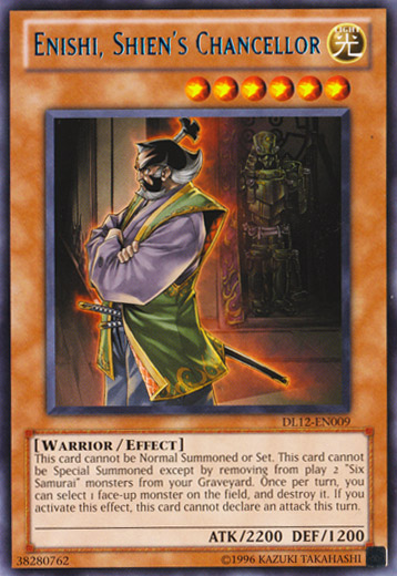 Enishi, Shien's Chancellor (Blue) [DL12-EN009] Rare 