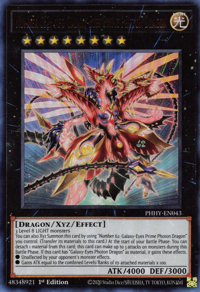 Number C62: Neo Galaxy-Eyes Prime Photon Dragon [PHHY-EN043] Ultra Rare 