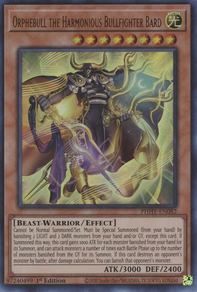 Orphebull the Harmonious Bullfighter Bard [PHHY-EN082] Ultra Rare 