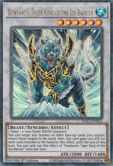 Dewloren, Tiger King of the Ice Barrier (Duel Terminal) [HAC1-EN052] Parallel Rare 