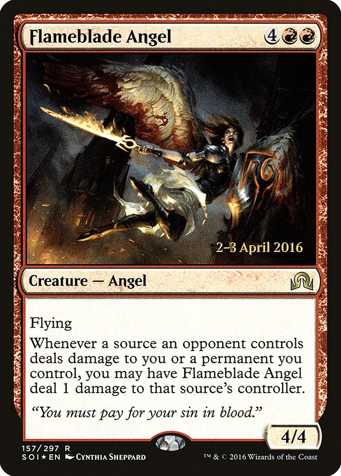 Flameblade Angel [Shadows over Innistrad Prerelease Promos] 