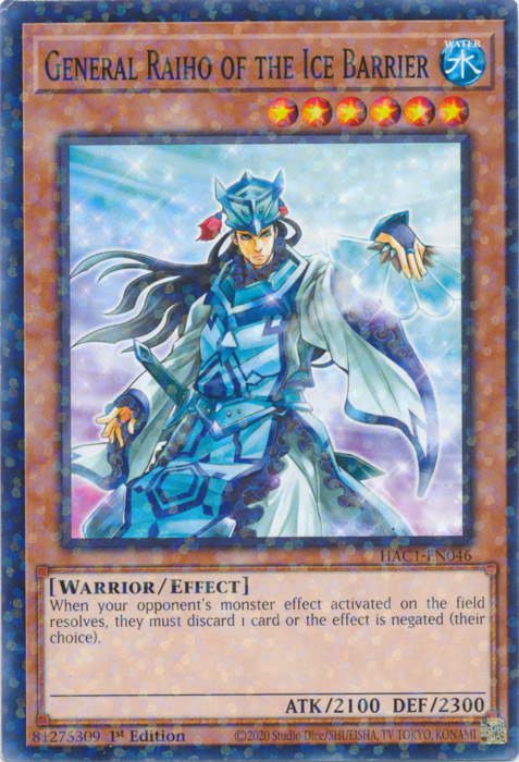 General Raiho of the Ice Barrier (Duel Terminal) [HAC1-EN046] Common 