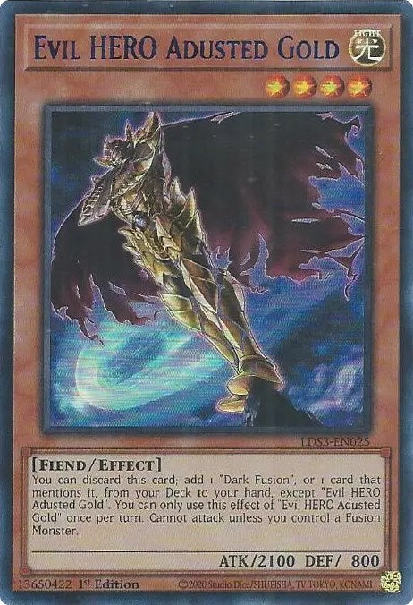 Evil HERO Adusted Gold (Blue) [LDS3-EN025] Ultra Rare 