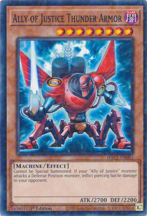 Ally of Justice Thunder Armor (Duel Terminal) [HAC1-EN083] Common 