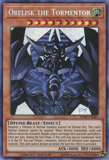 Obelisk the Tormentor [TN19-EN007] Prismatic Secret Rare 