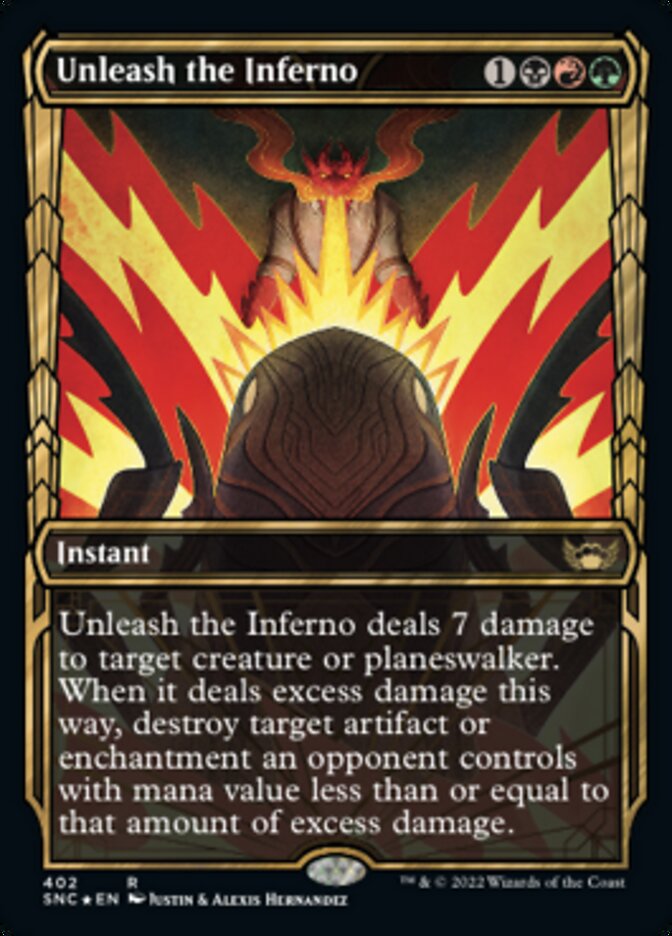 Unleash the Inferno (Showcase Golden Age Gilded Foil) [Streets of New Capenna] 